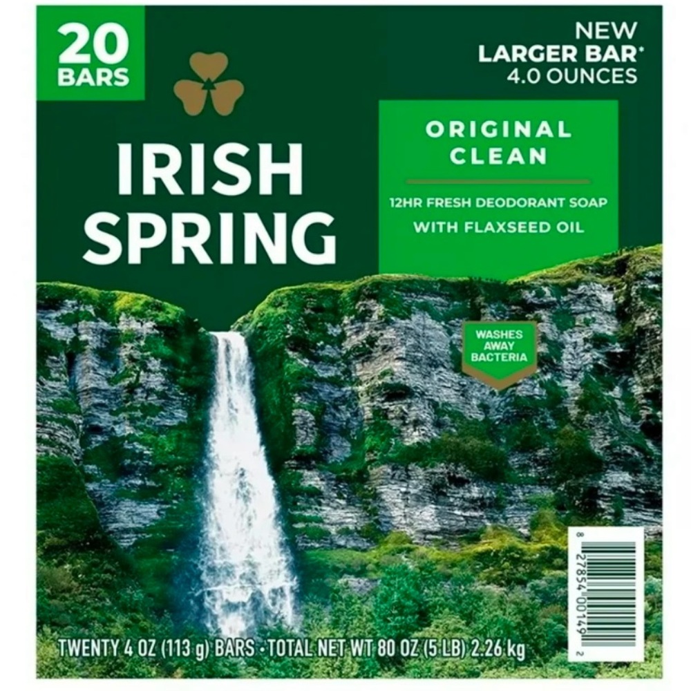 Irish Spring Green Soap Bar 20 Pack 4oz